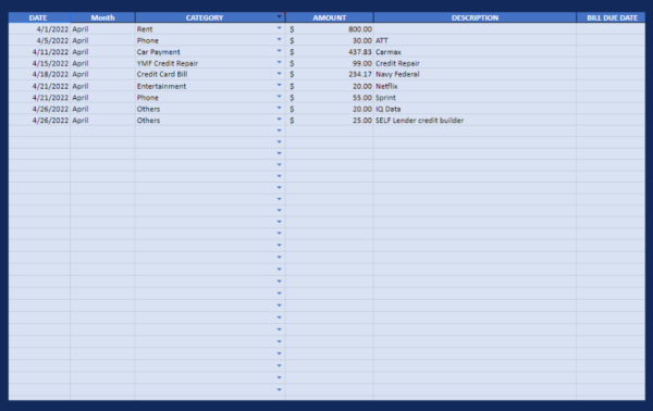 YMF Monthly Budget Planner - Image 2