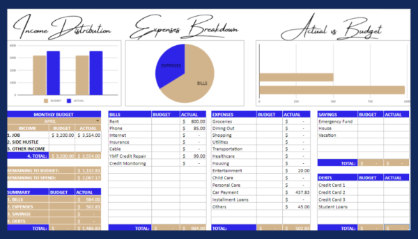 YMF Monthly Budget Planner